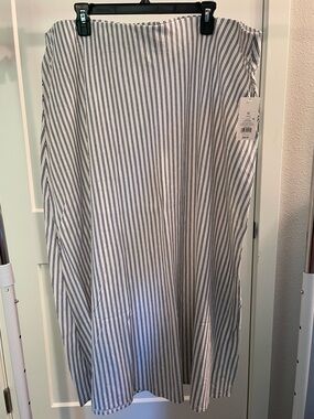 A New Day White Navy Stripe Midi Skirt 2X NWT